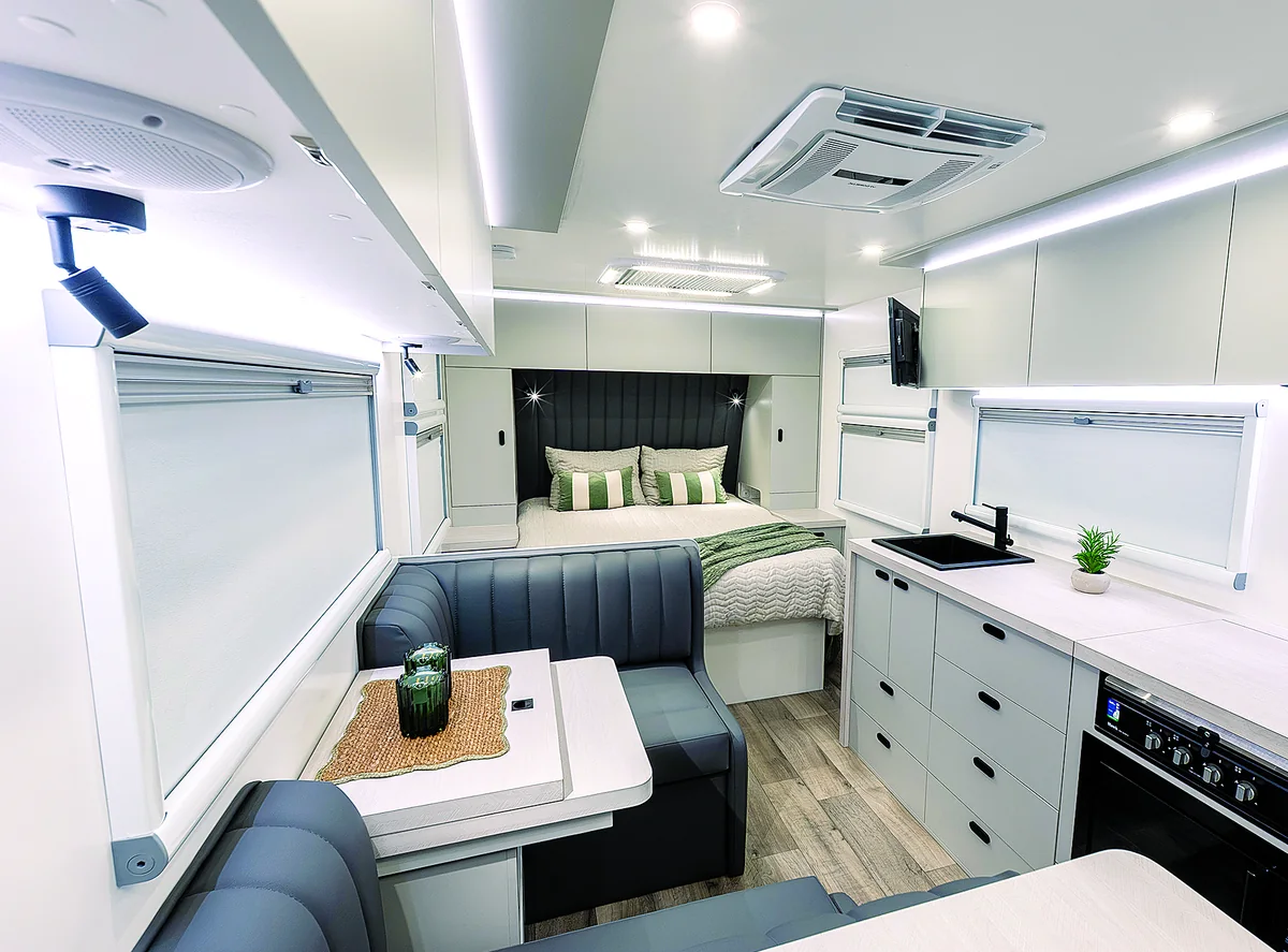 Drive RV Alpha Edition Touring bedroom and lounge