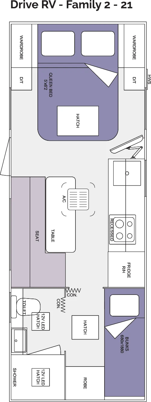 Drive RV - Family 2 - 21’ floorplan
