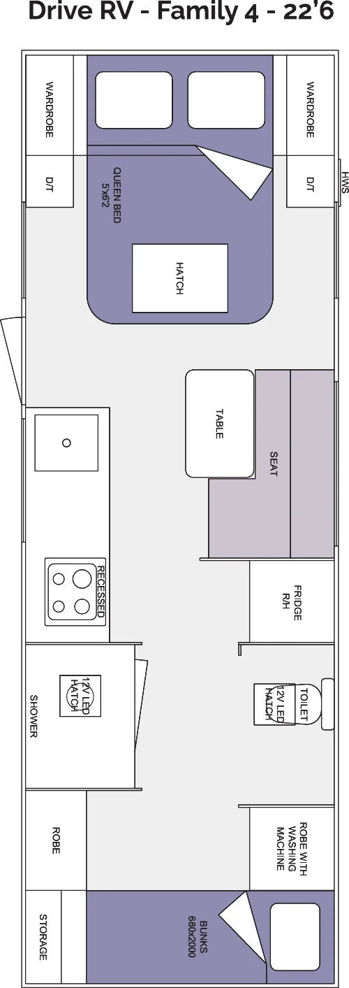 Drive RV - Family 4 - 22’6 floorplan