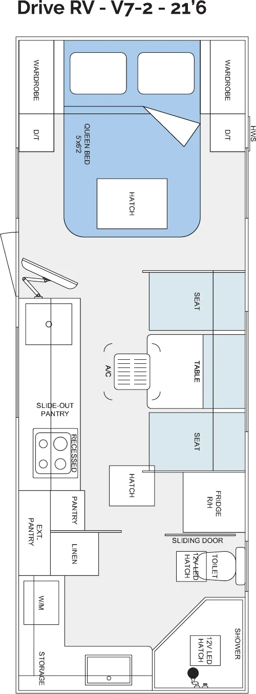 Drive RV - V7-2 - 21’6 floorplan
