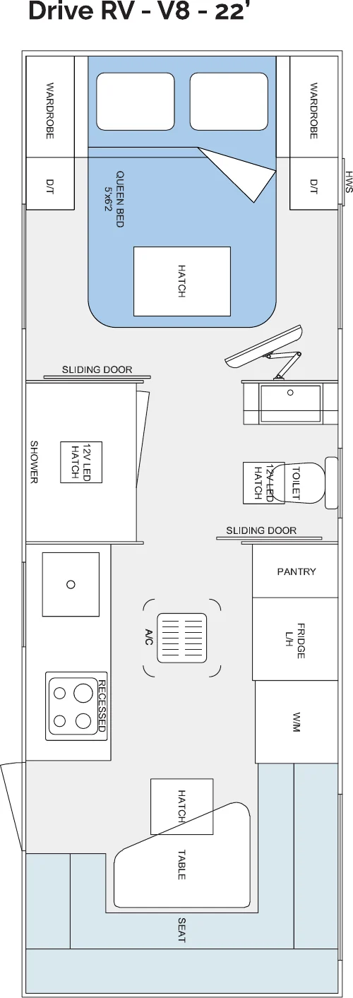 Drive RV - V8 - 22’ floorplan